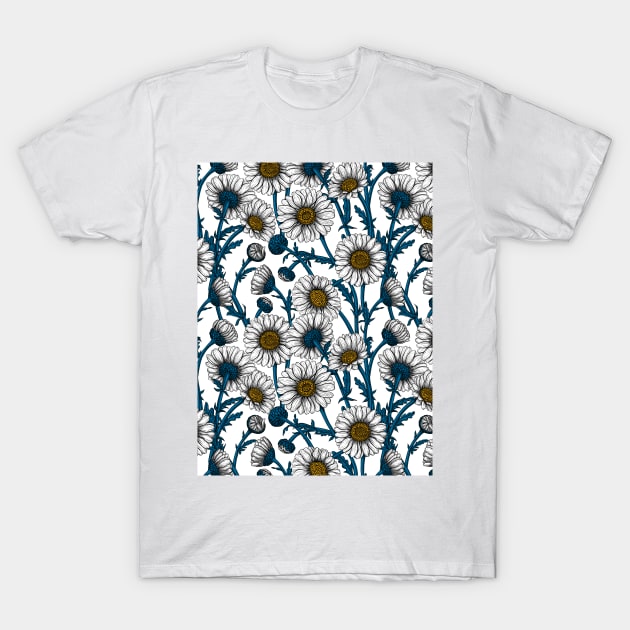 Daisies on white T-Shirt by katerinamk